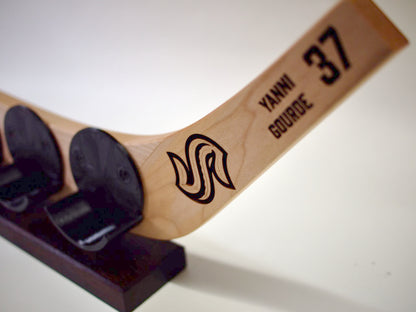 Hat Trick Holder – Freestanding 3-Puck Display with Team & Player Engraving-SQ8754092