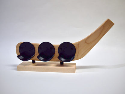 Hat Trick Holder – Freestanding 3-Puck Display (No Engraving)-SQ4538878