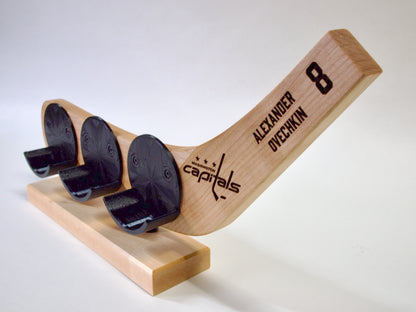 Hat Trick Holder – Freestanding 3-Puck Display with Team & Player Engraving-SQ8754092