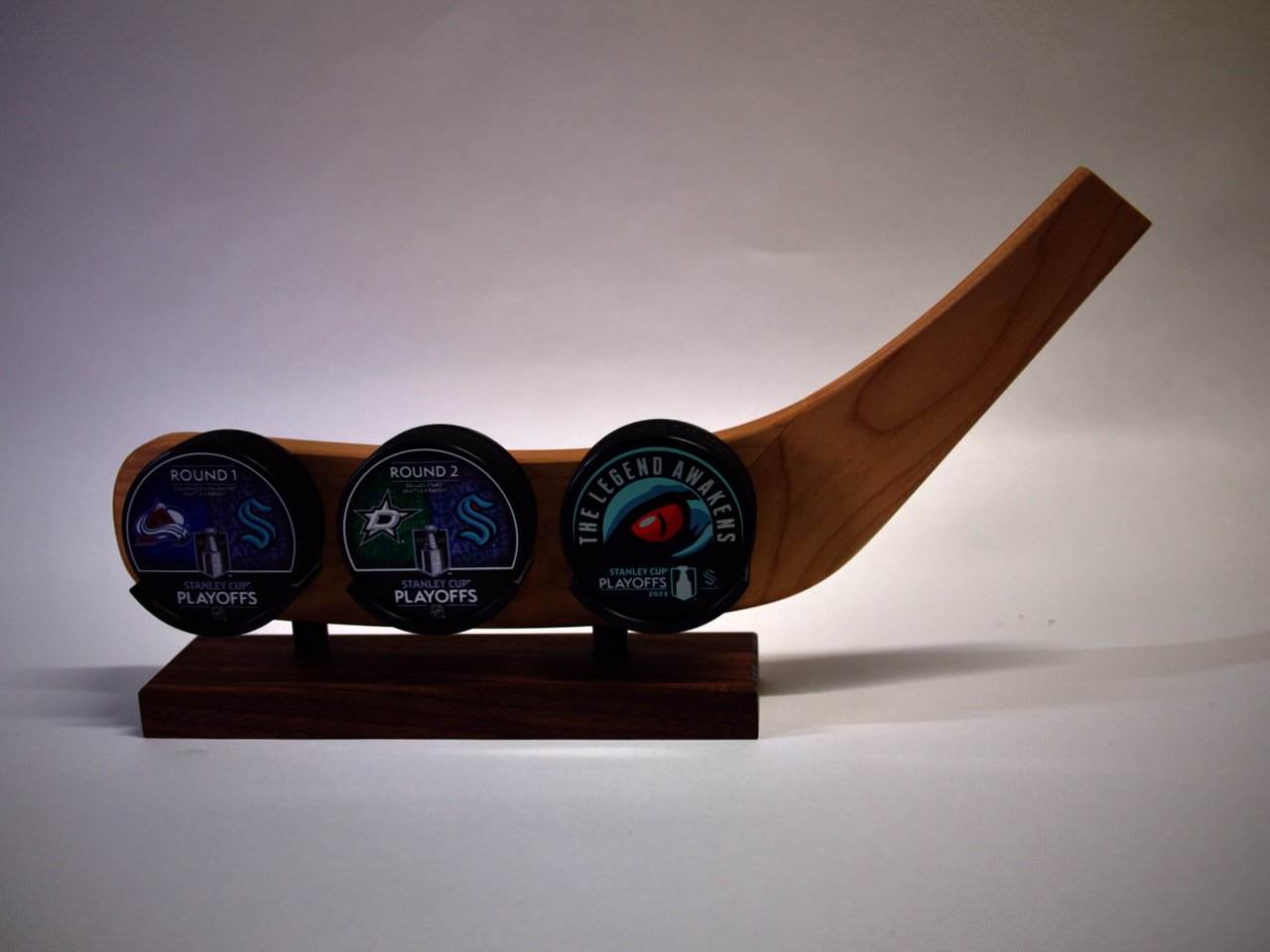 Hat Trick Holder – Freestanding 3-Puck Display (No Engraving)-SQ4538878