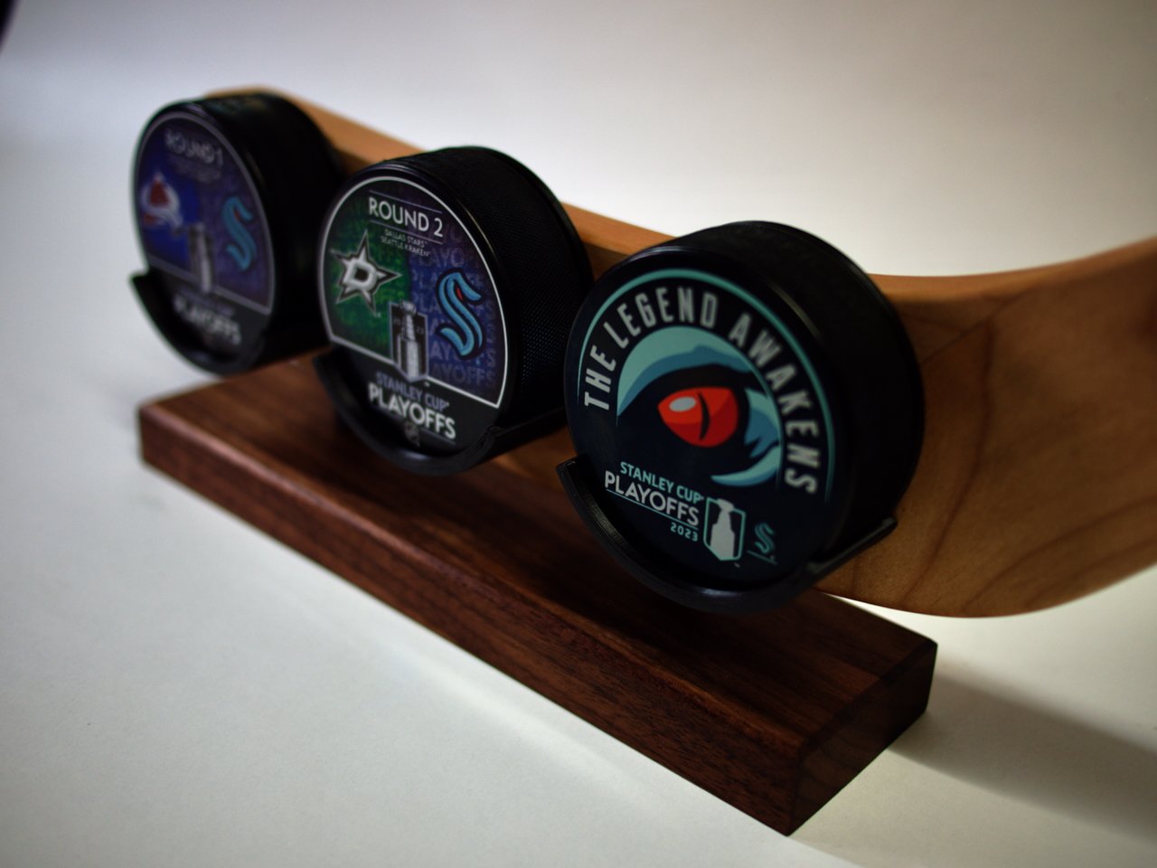 Hat Trick Holder – Freestanding 3-Puck Display (No Engraving)-SQ4538878